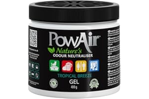 PowAir Gel Natural Odour Neutraliser - Tropical Breeze Fragrance - Effective Home Odour Eliminator with Natural Essential Oils (400g)