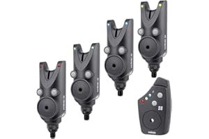 ‎HIRISI TACKLE Hirisi Tackle Wasserdichter kabelloser Karpfenbiss-Alarm mit LED-Leuchten, Einstellbarer Lautstärke Tonregelung und Empfindlichkeit bissanzeiger Angeln mit Funk