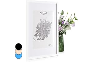 Casa Chic Bilderrahmen mit Passepartout, 87x62 cm Bilderrahmen für Urkunde & Collage, Bilderrahmen A1, Fotorahmen Stehend/Wandmontage, Rahmen für Vertikaler/Horizontaler Gebrauch,