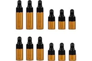 SOLUSTRE 12pcs Pipetten Flaschen Braune Glasflaschen Transparent Parfüm Flasche mit Tropfer 1ml 2ml 3ml 5ml Leere Mini Kosmetik Fläschchen Zuhause