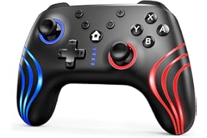 JSOPRTVR Wireless Switch Controller,9 Colour Lights/4 LED Modes,Programmable/Vibration/Turbo Function, Perfectly Compatible with Switch,Switch Lite/OLED, Multiplatforms Windows PC/IOS/Android Controller