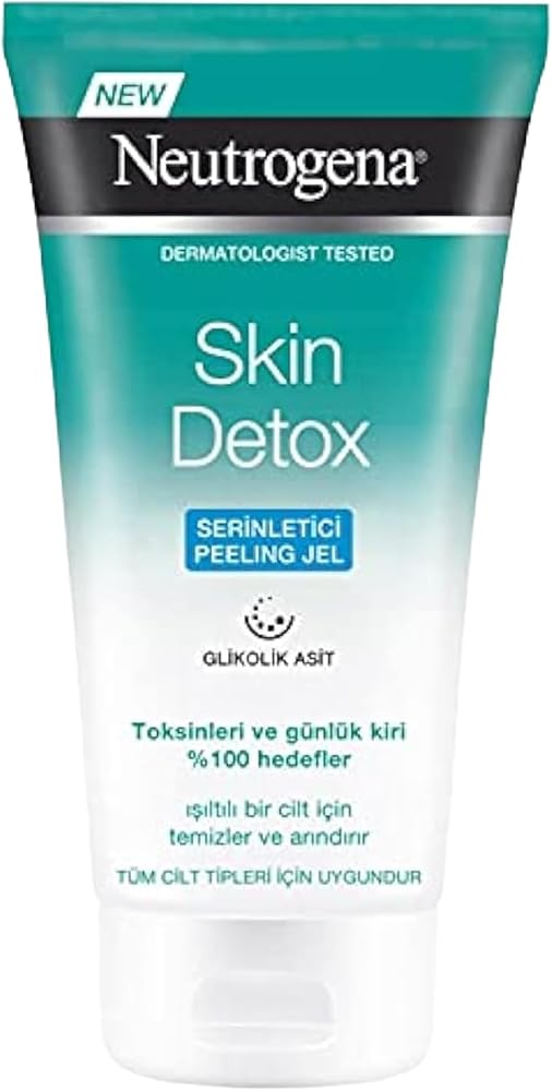 Neutrogena – Arındırıcı Skin Detox Peeling (150 ml tüp) – Glikolik asit içeren, tüm cilt tipleri için temizleme jeli – Toksinlere ve kirlilik kalıntılarına karşı, ışıltılı bir cilt görünümü için