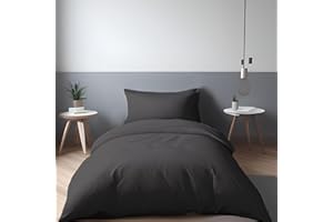 LivinEase Funda Nordica Cama 90 - Microfibra Juego de Funda de Edredon 135x200 cm y 1 Funda de Almohada 80x80 cm - Juego de Funda nórdica Negro