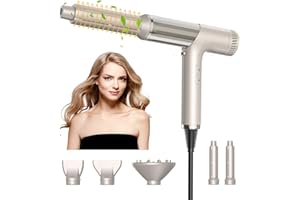 UKLISS Air Styler Asciugacapelli Professionale 5 in 1, Air Styler Set 110.000 Giri/Min, con Diffusore para Viaggio, Spazzola Asciugacapelli Ionico 200 Milioni, Phon Capelli Ioni Negativi