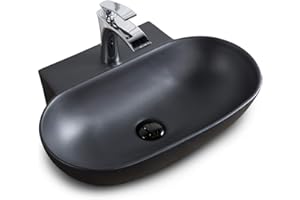 Stilform Wand Waschbecken Marina 3.0 aus feinster Keramik in Matt Schwarz 55 cm modern und elegant | für Wandmontage oder als Aufsatzwaschbecken | Handwaschbecken mit Lotus-Effekt