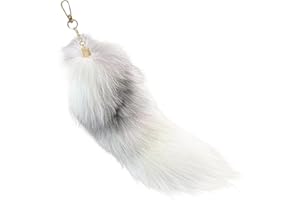 PESONCARL Ogon lisa 35,5 cm, Pelry Tail, brelok do kluczy, sztuczny ogon zwierzęcy z zamknięciem, realistyczny, dekoracyjny ogon Therian do torebki, cosplay, breloczków