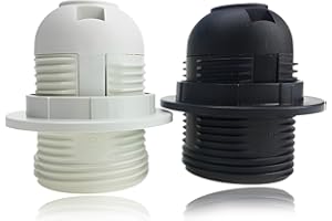 KXRTPX 2Pcs E27 Lamp Holder, E27 Bulb Holder, Bulb Holder, Lamp Shade Holder - White & Black PET Light Socket Base for Ceiling Pendant DIY Lighting