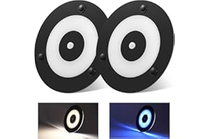 acegoo Lampa sufitowa LED 12V, akrylowa kopuła z włącznikiem wciskanym i niebieską lampką nocną, 120mm 400lm czarny, możliwość ściemniania do ciężarówki, przyczepy, kampera, kuchni, furgonetki, 2 szt., 4000K