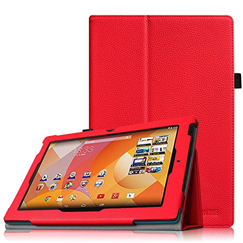 Fintie Medion Lifetab S10366 / S10333 / S10334 / S10345 / S10346 / S10365 / P10341 Hülle - Folio Kunstleder Schutzhülle Tasche Cover Case Etui mit Ständerfunktion und Stylus-Halterung für MEDION LIFETAB S10366 / S10333 / S10334 / S10345 / S10346 / S10365 / S10366 / P10341 (10,1 Zoll) Tablet-PC, Rot