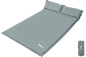 Ubon Colchón de Aire Dormir Camping Ligero Autohinchable Portátil Cómoda para 2 Personas 1.5 '' Almohada Ergonómica Relleno de Esponja Cama de Camping