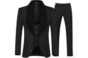 Allthemen Abiti da Uomo 3 Pezzi Prom Wedding Tuxedo Suit per Uomo Scialle con Bavero One Button Blazer Gilet Pantaloni