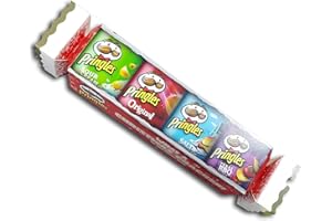 JJ REVEAL Pringgles Christmas Crackers 2024 Multipack | 4 x 40g Tubs of Crisps Snacks | Table Decoration Crackers with 4 Flavors - Salt & Vinegar, Texas BBQ, Sour Cream & Onion, Original