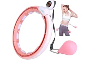 LEAFIA Smart Hula Ring Hoops, Quiet Fitness Hoop, Detachable 16 Sections and Adjustable Magnetic Disk Massage, Intelligent Counting, No Falling, for Adults, Kids, Beginners, Children, Weight Loss
