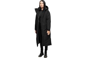 Navahoo Damen Mantel mit magnetischer Abdeckleiste und Rucksackträgern warme Winterjacke Schneewächter 14 XS-5XL