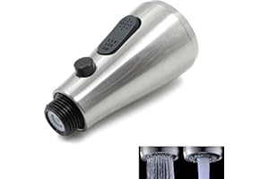 FUXUNAMZ Sostituzione Rubinetto Doccetta Cucina Lavello - Testa ricambio rubinetto in plastica, finitura spazzolata, supporta 2 modalità di commutazione (spruzzo, flusso) con pulsante di arresto