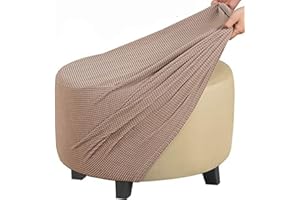 Acdler Runde Stretch-Ottomanenbezug, Mit Elastischer Unterseite Fußhocker-Überzug Fußhocker-Überzug, Luxuriöser Samt-Pouf-Überzug Für Wohnzimmer (Color : A23, Size : 50-58CM)