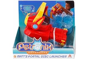 PETRONIX DEFENDERS Petronix - Matt's Portal Disc Launcher, juguete que lanza 6 discos proyectiles, se coloca en la mano y al apretar el botón lanza, divertido, de la serie de dibus, para niños +3 años, Famosa (PET06000)