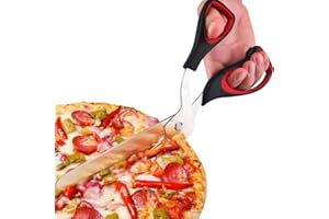 QUOHE Ciseaux à Pizza Professionnel, Coupe Pizza Découpe Pizza Cutter en Acier Inoxydable, 27 CM Grande Couteau de Pizza Ciseaux de Cuisine Multifonctionnel Divisible, Passe au Lave Vaisselle