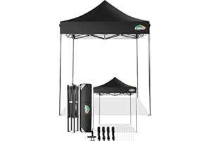 COBIZI Tonnelle Pliante 2x2 Imperméable,Tonnelle de Jardin Exterieur sans Parois Latérales,Barnum Pliant 2x2,Anti UV Tonnelle Tente pour Exterieur Plage Terrasse (2 par 2m Noir)