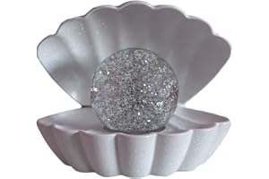 Sense Aroma Colour Changing Clam Shells Light | Beautiful Pearl Glitter Ball USB/Battery Powered Lamp Mood Light Ornaments for Living Room Accessories Bedroom Coquette Room Decor (White Glitter)