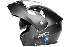 LPXPLP Bluetooth Integrado Casco De Moto Modular, con Un Micrófono Incorporado Cascos De Motocicleta Abatible ECE Homologado para Adultos, Mujeres Y Hombres