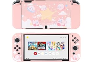 YOCORE Linda funda Kirby Switch OLED, funda protectora acoplable compatible con interruptor OLED, diseño antiarañazos y absorción de golpes, cubierta de TPU suave, color rosa