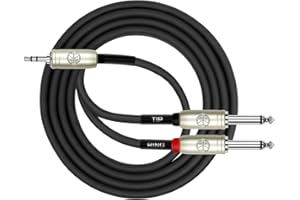 Kirlin Cable Y-362PR-03-3 Feet - 3.5mm Stereo Plug to Dual 1/4-Inch Mono Plug Y-Cable