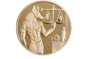 Haowul 1pc Gold Placcato Egitto Death Protector Anubis Coin Coin Coins Regal di Collezione di Monete Commemorative Egiziane