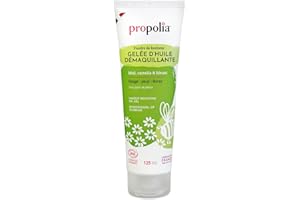 PROPOLIA - Bio - Gelée d'huile Démaquillante - Visage, Yeux & Lèvres - Nettoyage en douceur, Hydratation & Apaisement - Miel, Camélia & Bleuet - Fabriquée en France - Tous types de peaux - Tube 125 ml