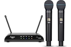Asmuse Wireless Dual UHF Handheld Microphone System Professional Bluetooth Microphone with Receiver for Karaoke Party, KTV, Church, Home
