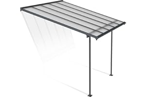 Canopia by Palram Terrassenüberdachung Alu Sierra 3X3.05 Polycarbonat Hohlkammerplatten Pergola 314 x 295 cm Grau zur Überdachung ihrer Terrasse