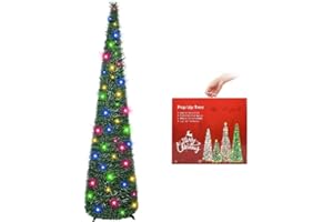 N&T NIETING Árbol de Navidad con soporte, 5ft(152cm) reutilizable plegable árbol de oropel para decoraciones navideñas, hogar, decoración de oficina