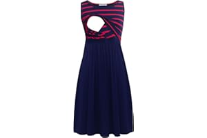 Smallshow Mujer Vestido de Lactancia de Maternidad, en Capas, con Bolsillos