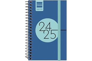 Finocam - Agenda Espir 2024 2025 Semana Vista Horizontal Septiembre 2024 - Agosto 2025 (12 meses) Azul cobalto Español