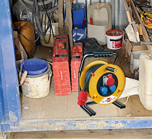 Brennenstuhl Brobusta CEE 1 IP44 Industrie-/Baustellen-Kabeltrommel (40m – Speziagummi, Einsatz im Außenbereich, Made In Germany) gelb - 4