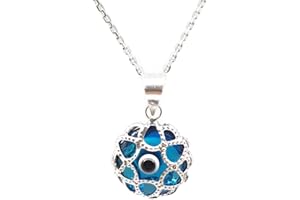 MYSTIC JEWELS By Dalia - Collar mal de ojo de cristal y plata de ley 925 - ojo turco filigrana - - para hombres y mujeres