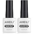 AIMEILI Base e Top coat Smalto Semipermanente per Unghie in Gel Soak Off UV LED Gel Unghie Kit per Manicure 2 x 8ml