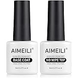 AIMEILI Base e Top coat Smalto Semipermanente per Unghie in Gel Soak Off UV LED Gel Unghie Kit per Manicure 2 x 8ml