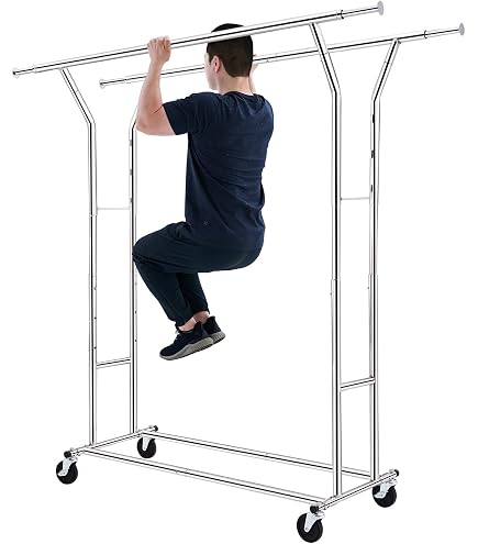 HOKEEPER Doppel-Kleiderständer – 97x57x190 Cm, Trägt 181 Kg, Mit Verstellbaren Stangen, Regalen & Haken