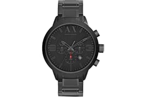 Armani Exchange Reloj Hombre, Movimiento Cronógrafo Cuarzo, Caja 49mm Acero Inoxidable Negro con Correa Acero Inoxidable, AX1277,