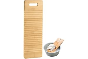 ICHIGO ICHIE Tabla de Lavado de Bambú para Lavar la Ropa,Tabla de Lavado Manual Antideslizante, Tabla de Limpieza de Lavandería, Ideal para Limpiar la Ropa, 60x18x1.8cm, Bambú Natural