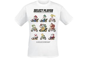 HEROES INC EUROPE B.V. HEROES INC NINTENDO SUPER MARIO KART - T-Shirt 100% Cotone Bianco Unisex Maglietta Manica Corta