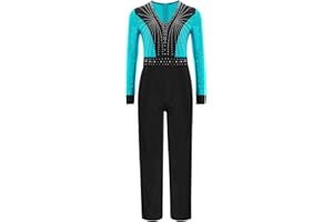 Yruioon Kinder Turnanzug Jungen Glitzer Gymnastikanzug Langarm Ballettanzug Ganzkörper Trikot Leotard Eiskunstlauf Body Sport Overall Jumpsuit