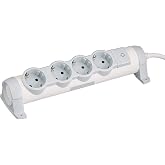 legrand 694626 Power Strip with Switch, 4 Sockets, 3500 W, 230 V, White, 4 Outlets