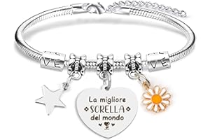 BOMEON Regalo Sorella,Regalo Da Fare Alla Sorella,Bracciale Sorella,Regalo Per Sorella Maggiore,Regalo Sorella Compleanno,Idee Regalo Sorella Natale,A Mia Sorella Non Dementicarlo Mai Ti Voglio Bene