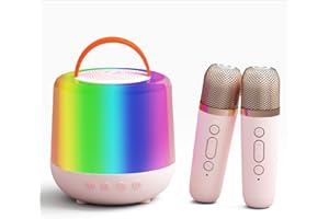 Brovamo Karaoke con Microfono Bambini, Karaoke per Bambini, Karaoke Bambini con 2 Microfoni, Canta Tu Karaoke Bambina Bambino, Microfono Karaoke Bambini con Luci LED ed Effetti di Cambio Voce (Rosa)