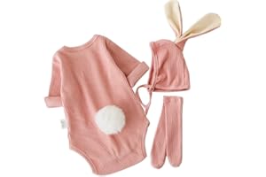 ACEHCEAR Baby Boys Girls Easter Bunny Outfit My First Easter Outfits Infant Newborn Bodysuit Romper with Long Bunny Ear Hat 0-24 Monate