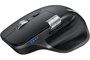 TECKNET Bluetooth Mouse, Wireless Mouse with Thumb Scroll, Rechargeable Mice, Dual Bluetooth 5.0 & 2.4GHz, Ergonomic, 4800DPI Adjustable, Silent Click, Computer Mouse for Windows/Mac OS- Dark Gray