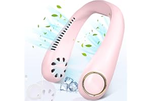 CEBOIC Tragbarer Hals Ventilator, Mini Handfreier Blattloser USB Wiederaufladbarer Nackenventilator mit 3 Geschwindigkeiten, 3000 mAh Batteriebetriebener Halsventilator für Reisen Sport Innen Außen (Rosa)