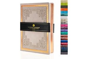 VICTORIA'S JOURNALS Leatherette Vintage Journal Hard Cover Lined Notebook Old Looking Travel Diary, A5 Size 5.7'' x 8.1'' (ONB0044)